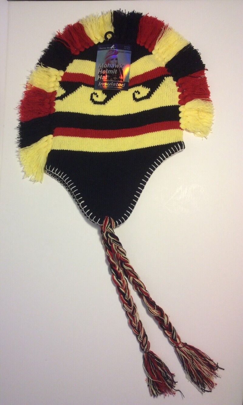 Mohawk Winter Hat Helmet Thermo Fleece Lined Outdoor Sport Punk Hippie Unisex